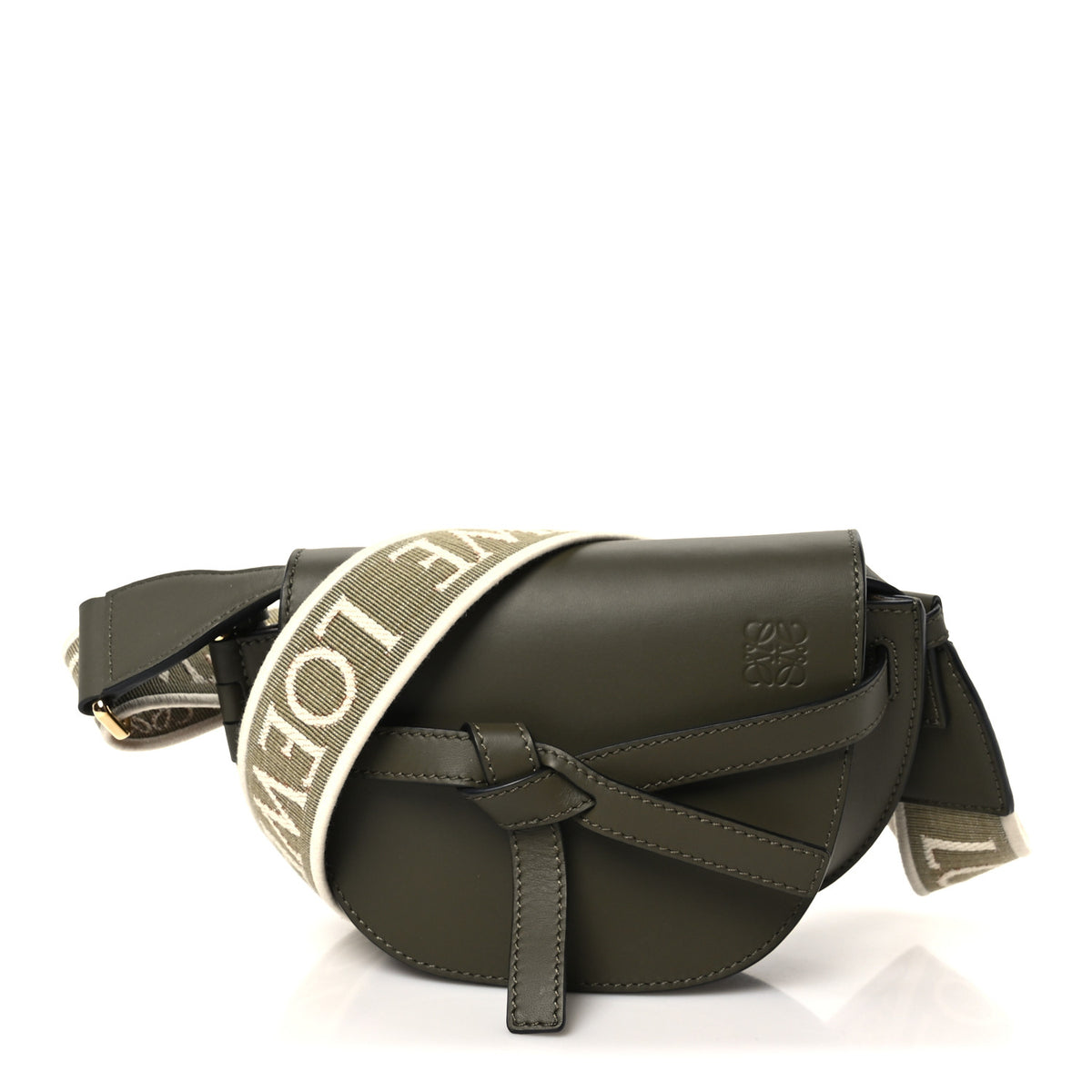 Calfskin Jacquard Mini Gate Dual Bag Autumn Green
