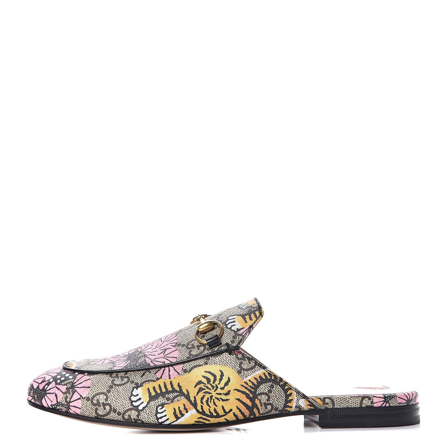 Gucci GG Supreme Monogram Bengal Womens Princetown Slippers 37 Beige Crop Pink 1 of 10