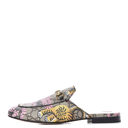 Gucci GG Supreme Monogram Bengal Womens Princetown Slippers 37 Beige Crop Pink 1 of 10