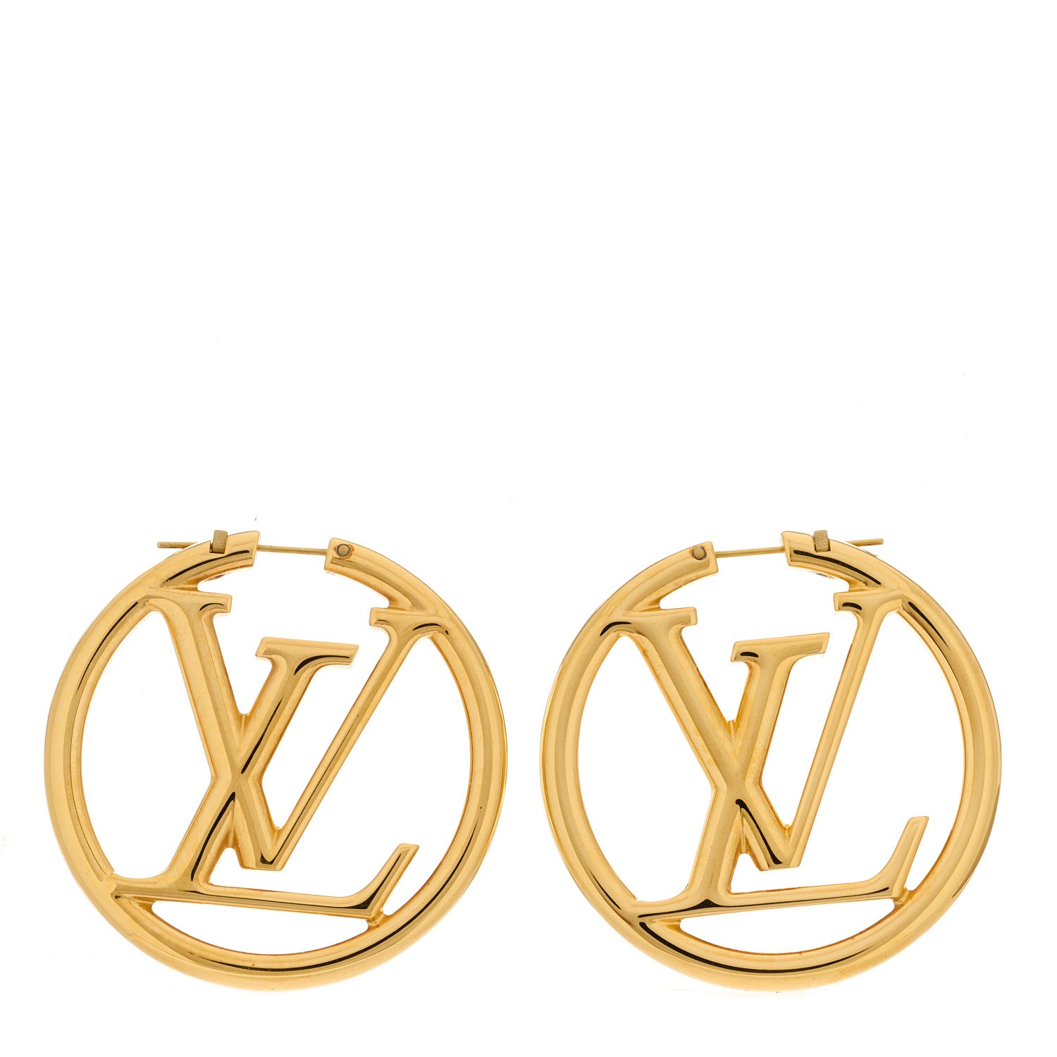 Louis Vuitton LOUIS VUITTON Metal Louise Hoop Earrings Gold 1 of 5