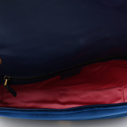 Gucci Velvet Matelasse Medium GG Marmont Shoulder Bag Cobalt Blue 4 of 4