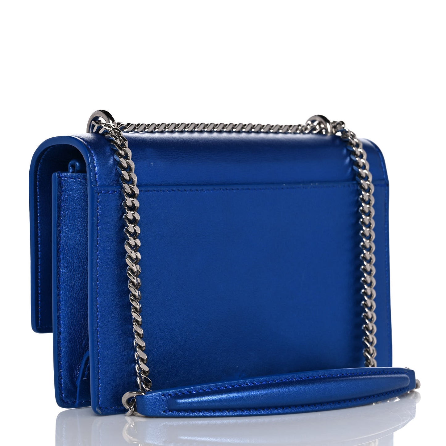 Metallic Calfskin Monogram Sunset Chain Wallet Blue Royal