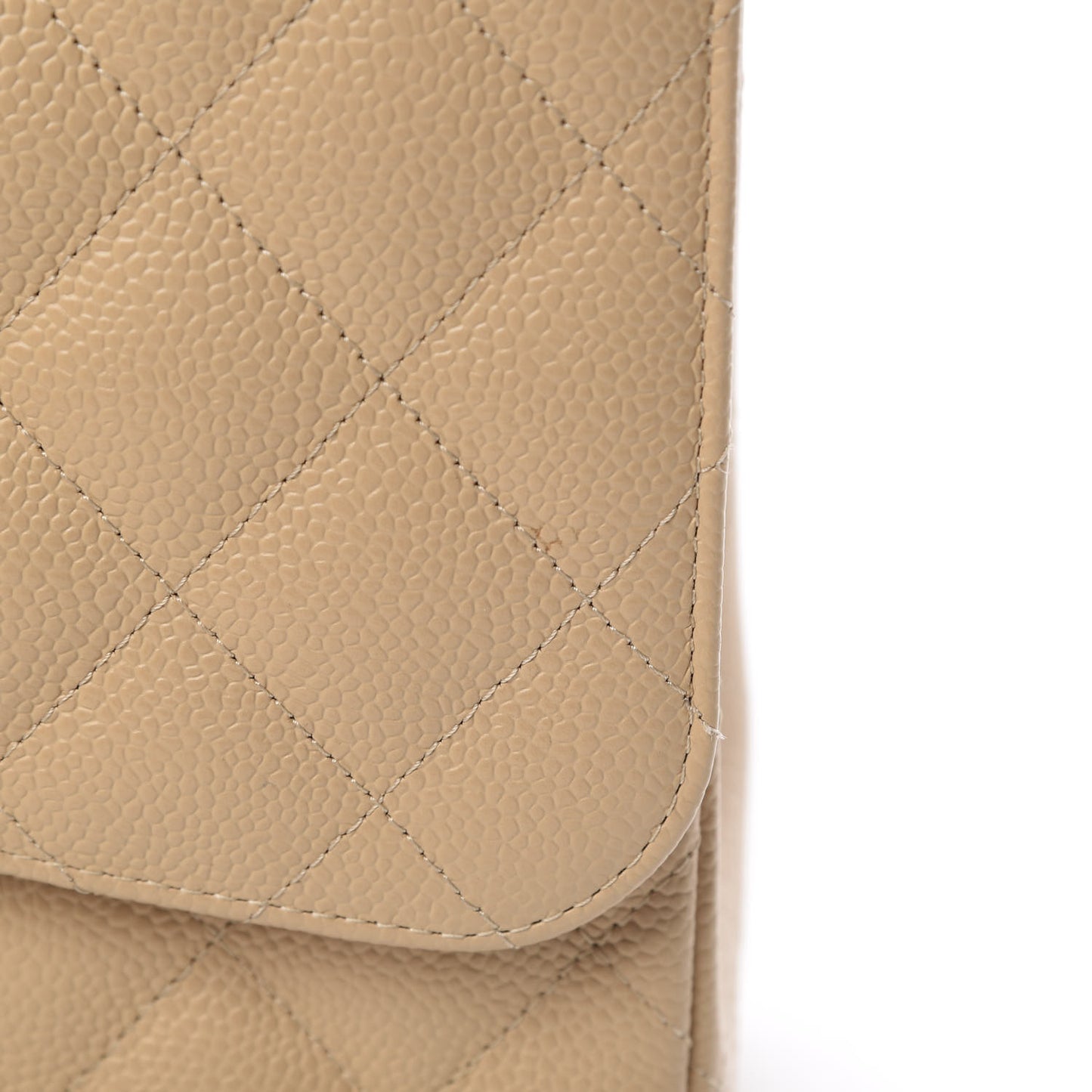 Caviar Quilted Jumbo Double Flap Beige Clair