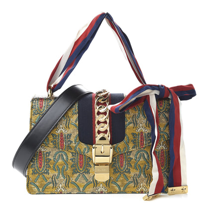 Gucci Iridescent Brocade Small Sylvie Shoulder Bag Gold 1 of 10