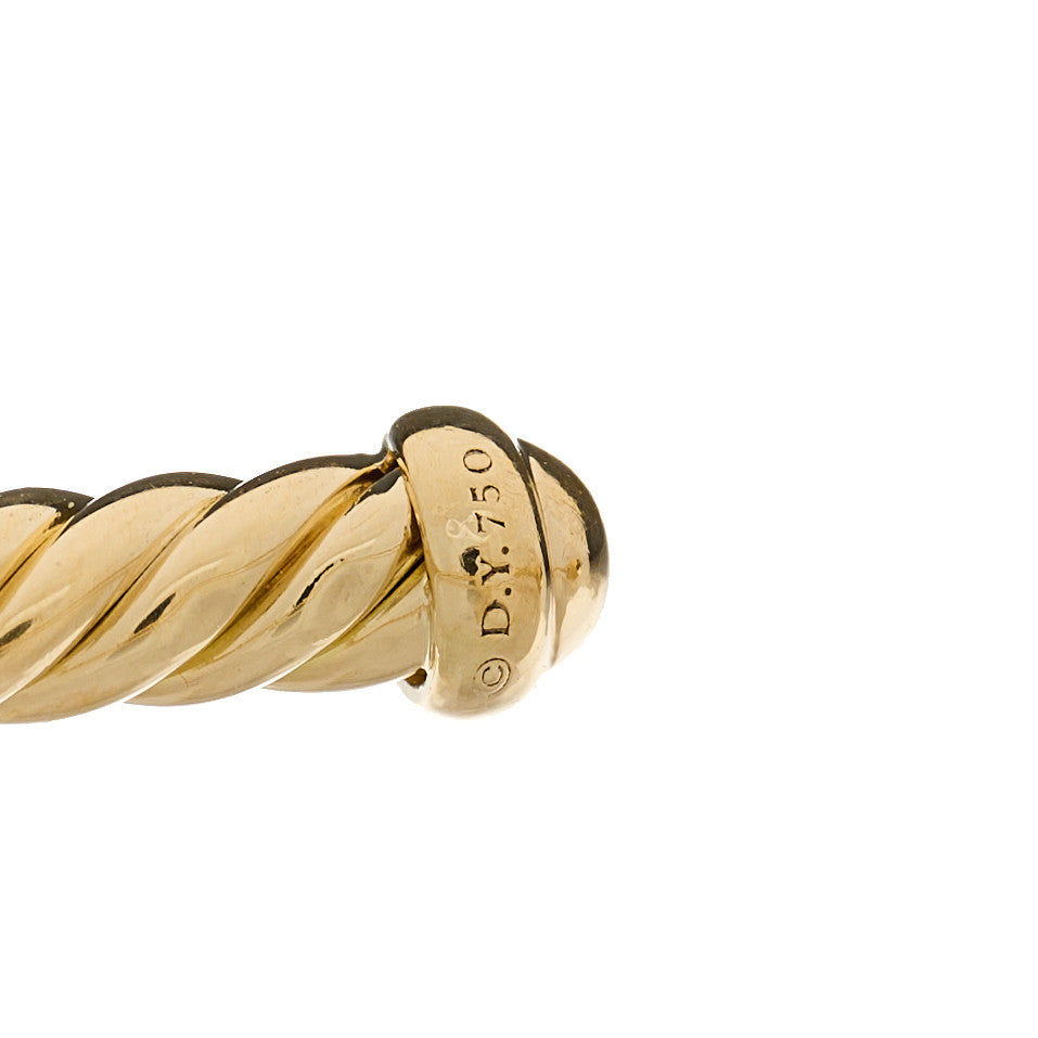 David Yurman 18K Yellow Gold Diamond 3mm Cablespira Single Station Bracelet 3 of 4