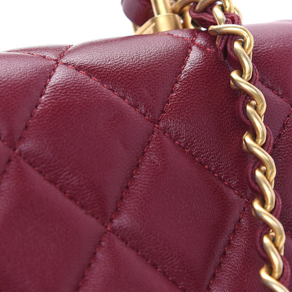 Chanel Lambskin Quilted Top Handle Flap Coin Purse With Chain Burgundy 11 of 11