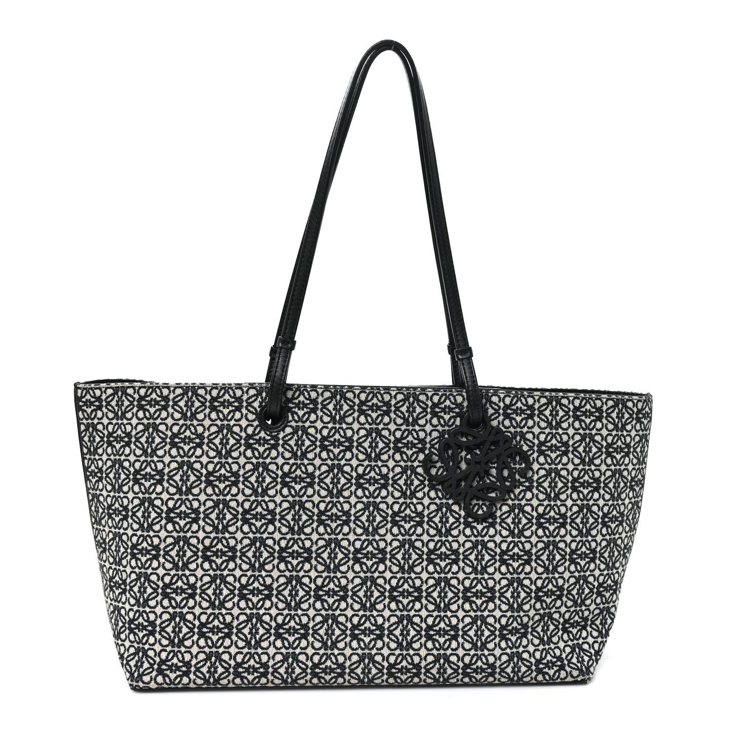 Jacquard Anagram Calfskin East West Tote Beige Black