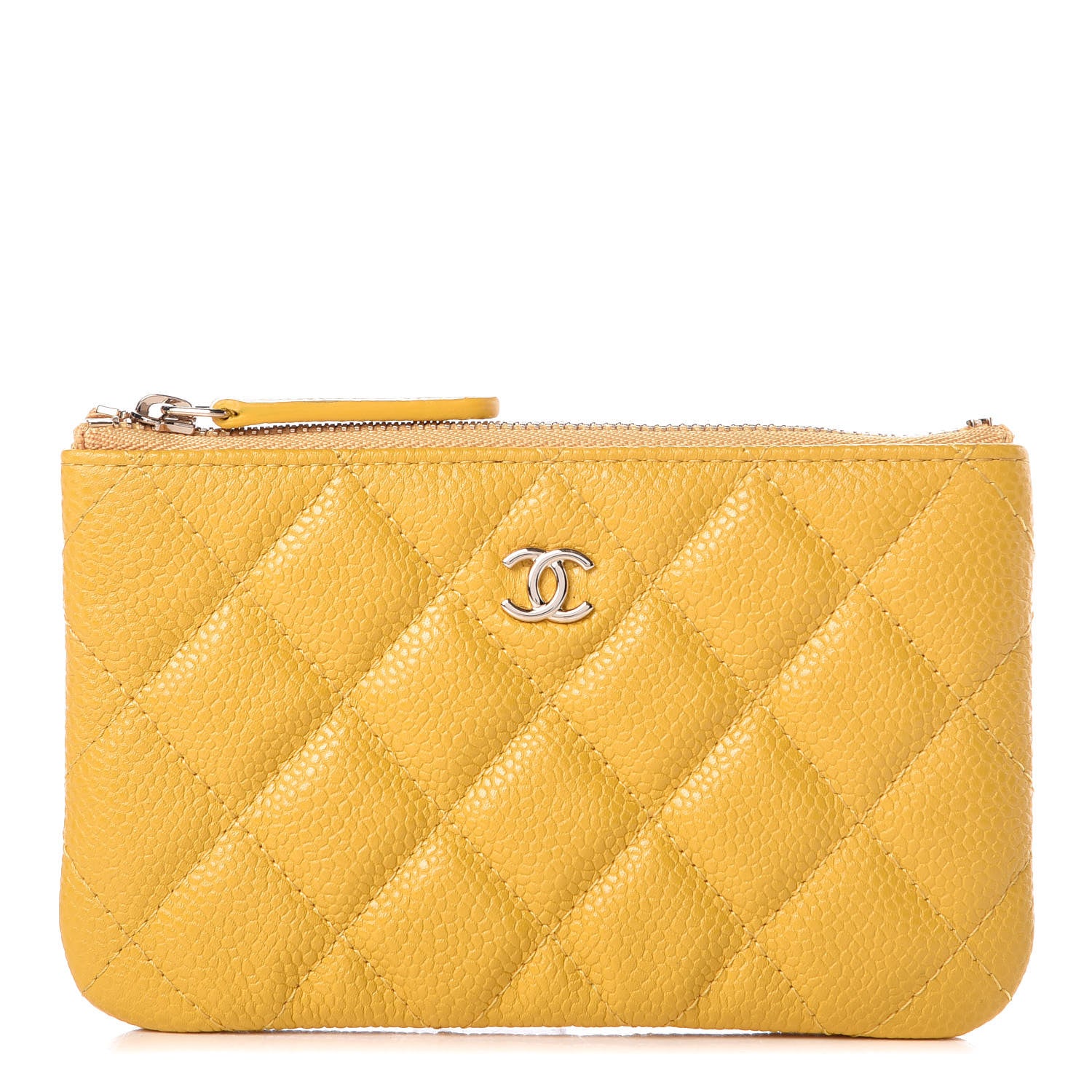 Chanel Caviar Quilted Small Cosmetic Case Yellow 1 of 8