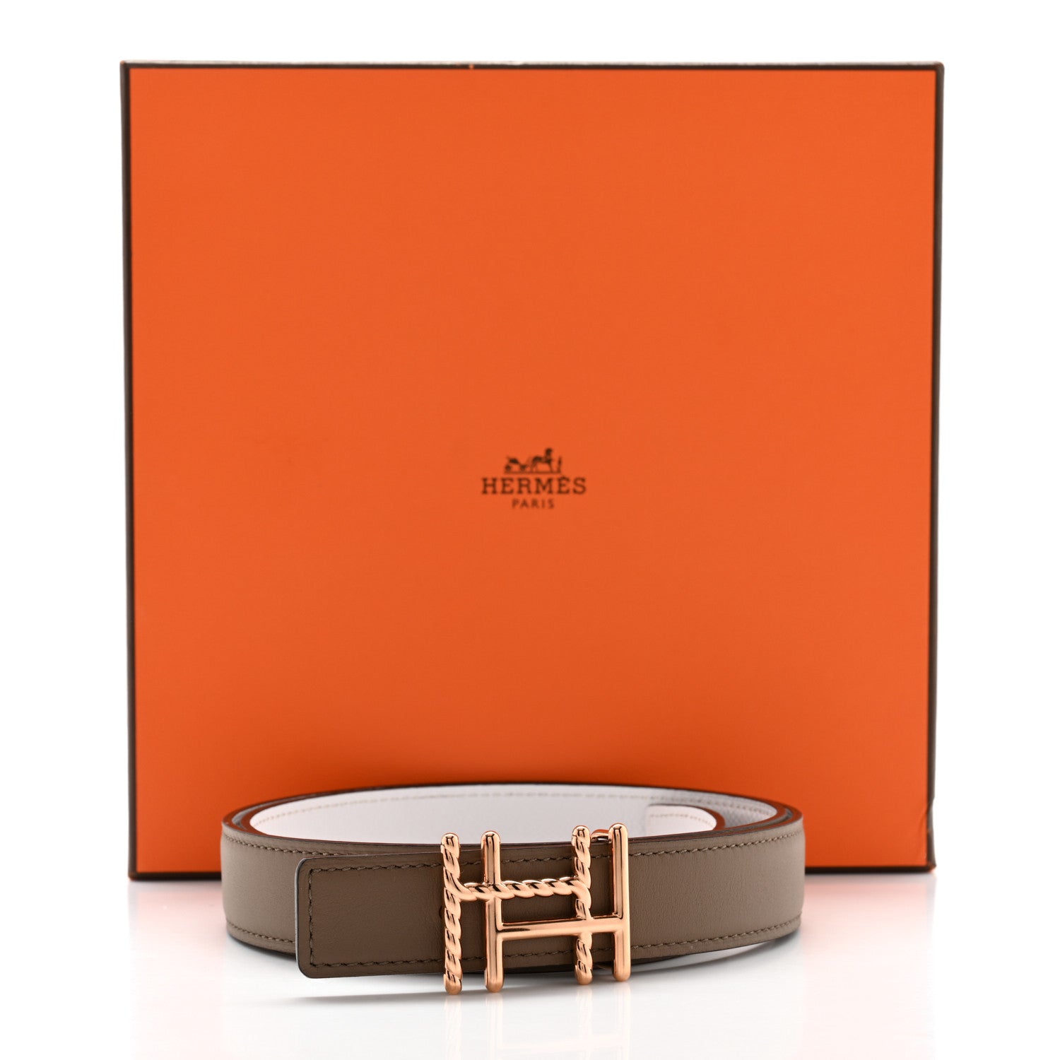 Hermes Swift Epsom 24mm H au Carre Twist Belt Nata Etoupe 7 of 7