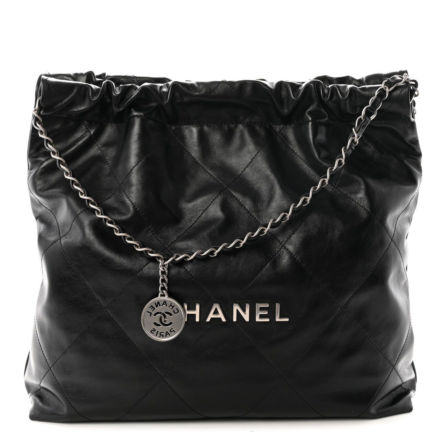Chanel Shiny Calfskin Quilted Small Chanel 22 Black 1 of 11