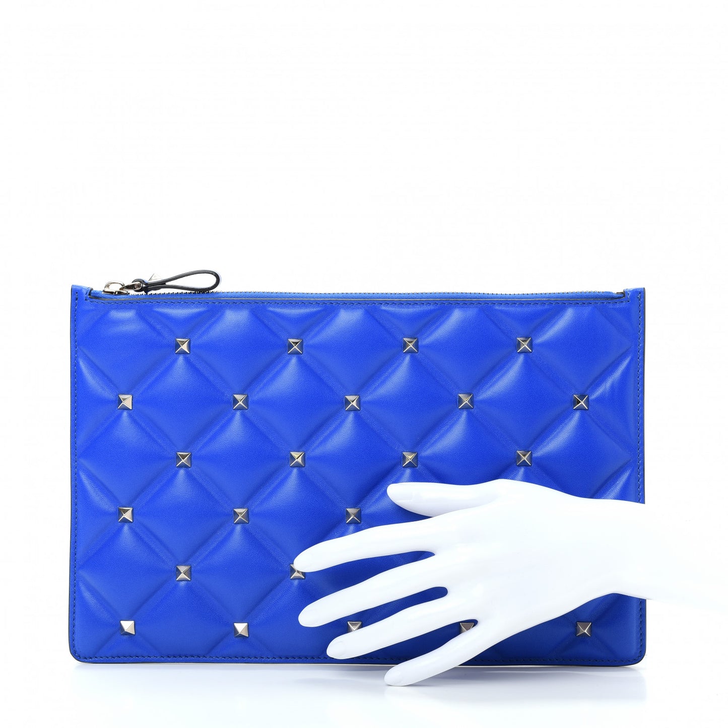 Nappa Small Candystud Zip Pouch Acid Blue