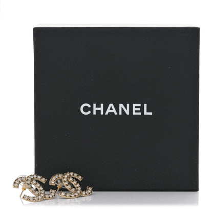 Chanel Crystal CC Large Stud Earrings Gold 5 of 5