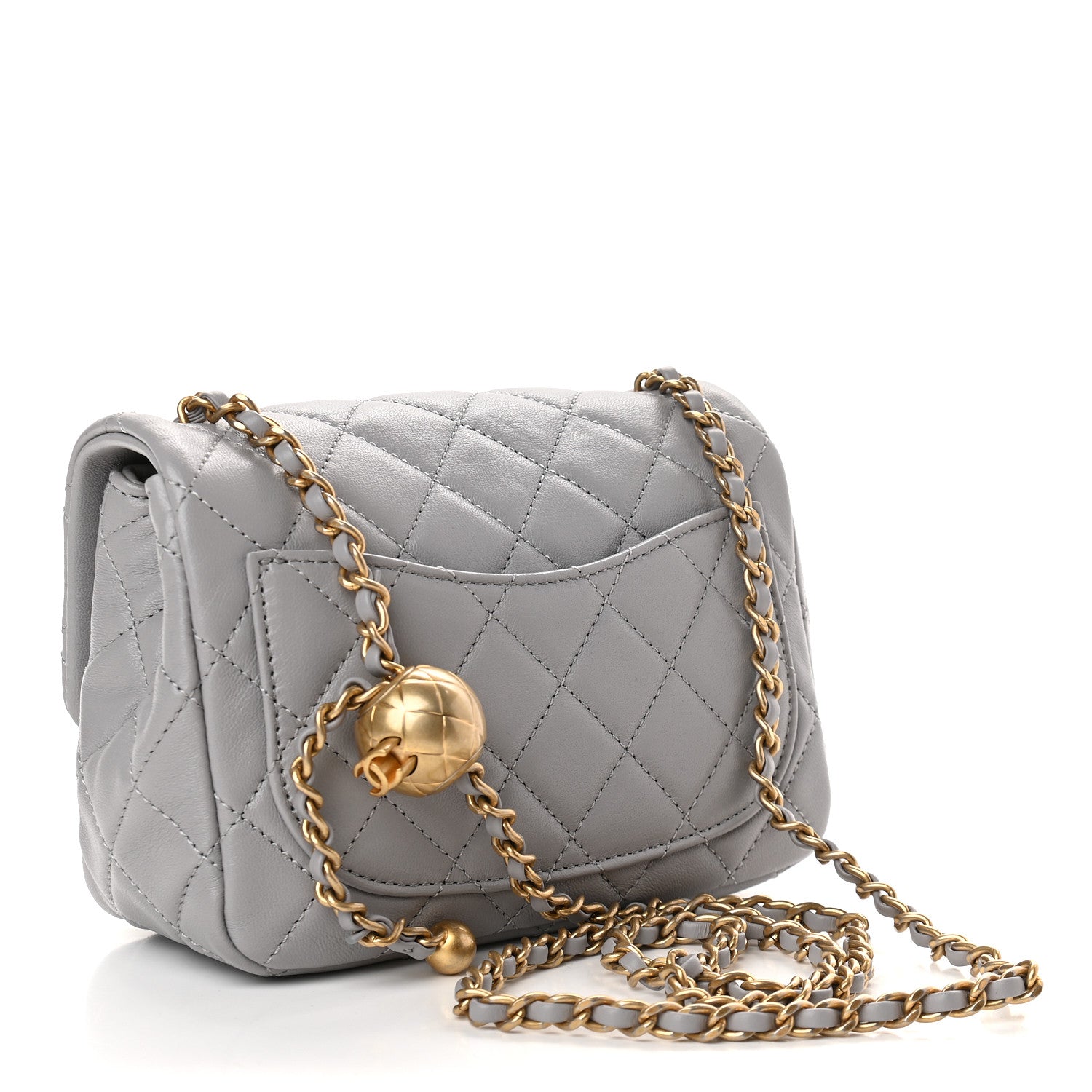 Chanel Lambskin Quilted Mini Pearl Crush Flap Light Grey 3 of 9
