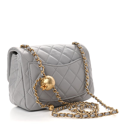 Chanel Lambskin Quilted Mini Pearl Crush Flap Light Grey 3 of 9