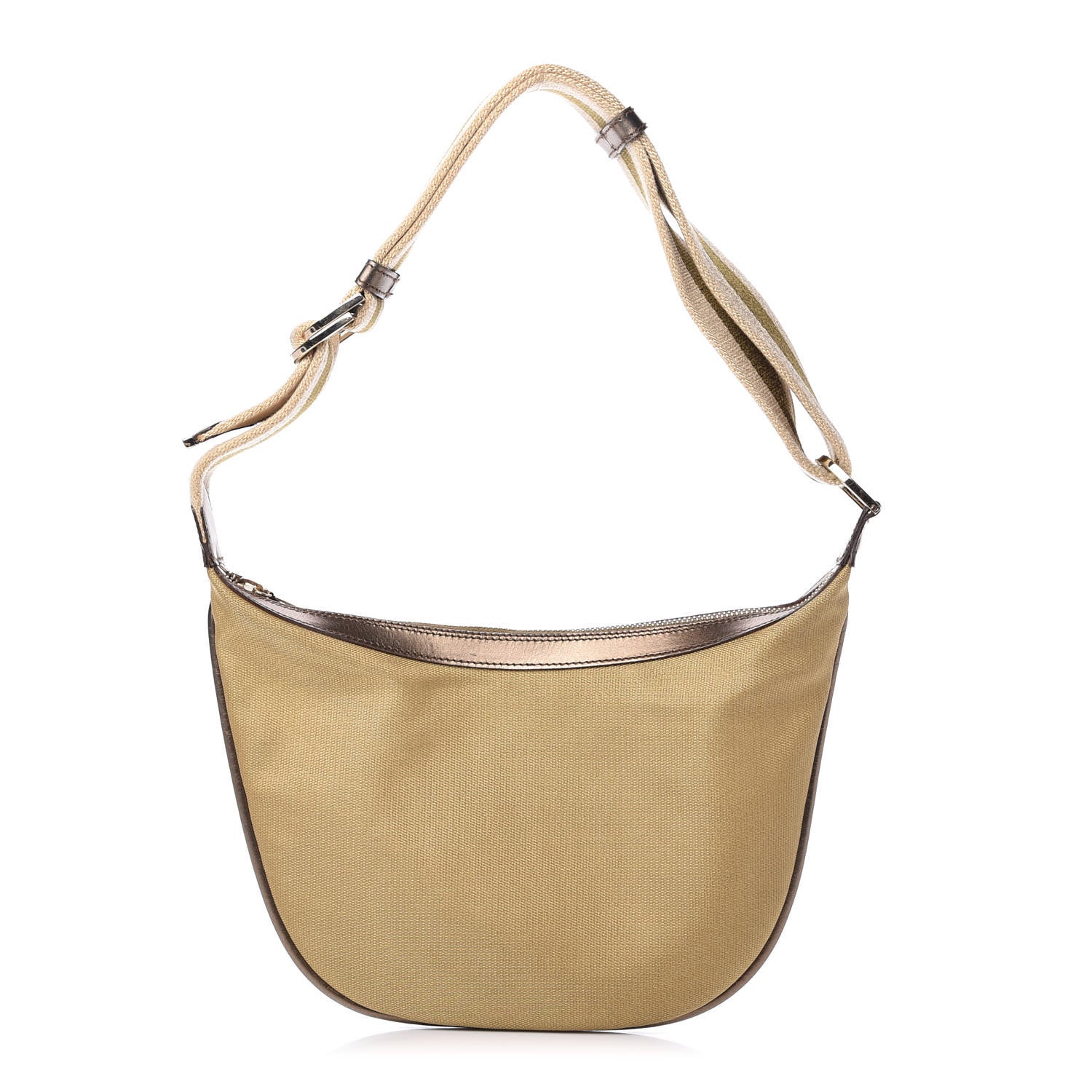 Gucci Metallic Canvas Web Hobo Beige Bronze 1 of 9