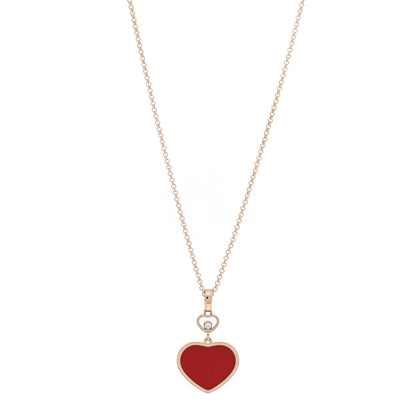 Chopard 18K Rose Gold Diamond Happy Hearts Pendant Necklace Red 1 of 5
