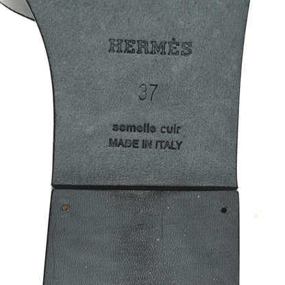 Hermes Calfskin Giulia Sandals 37 Black White 7 of 9