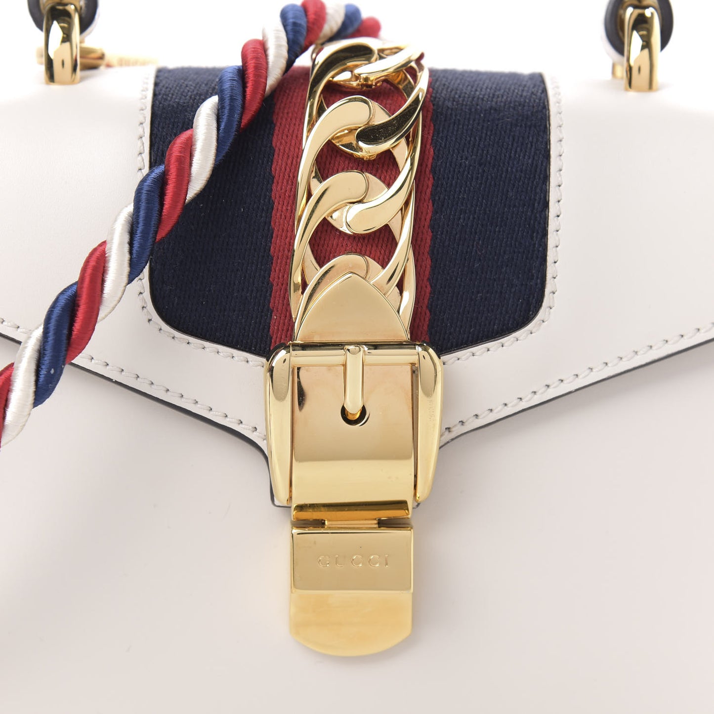 Calfskin Mini Sylvie Top Handle Bag White