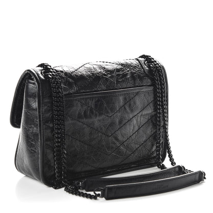 Saint Laurent Crinkled Calfskin Matelasse Monogram Baby Niki Chain Satchel Black 2 of 9