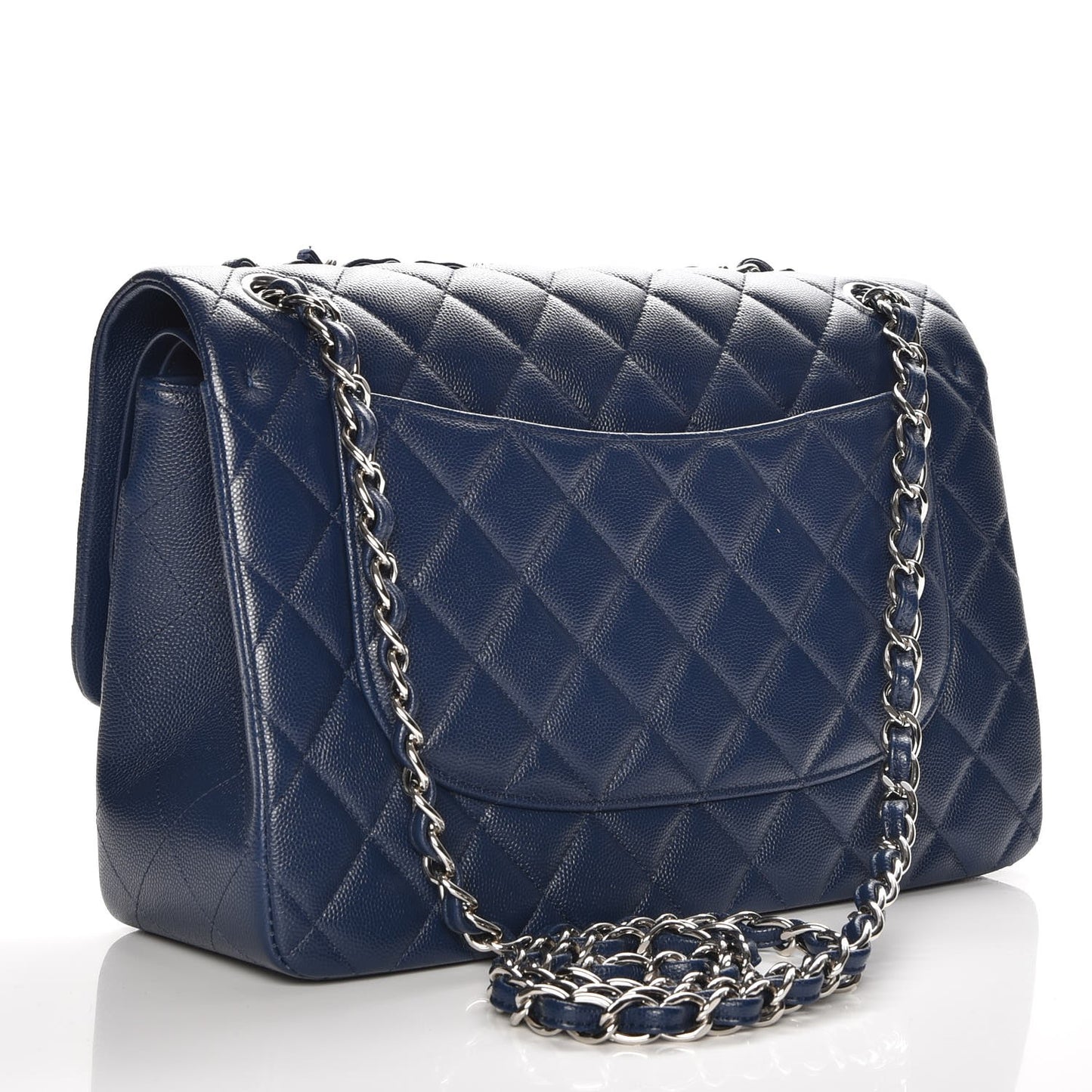 Caviar Quilted Jumbo Double Flap Navy