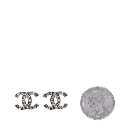 Chanel Crystal Metal CC Paris Button Stud Earrings Gold 2 of 8