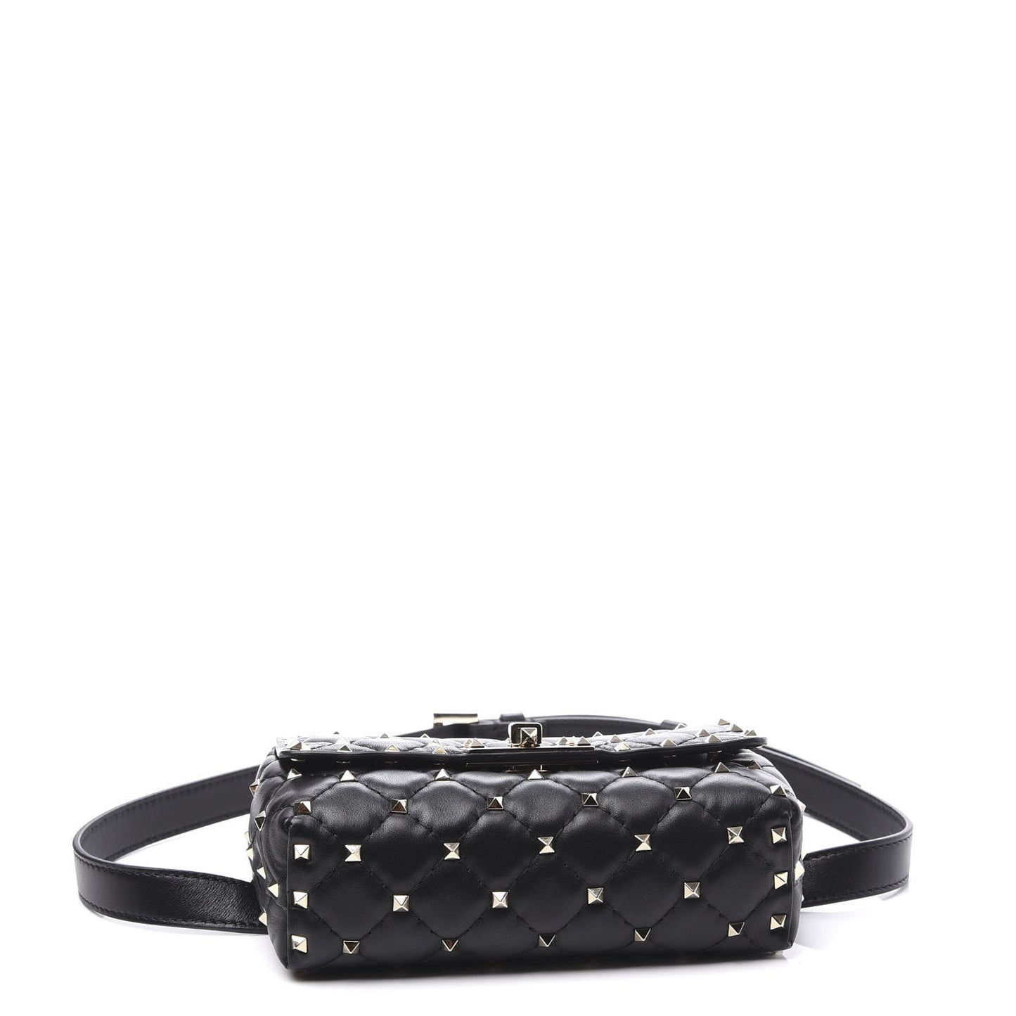 Lambskin Rockstud Spike Belt Bag Black