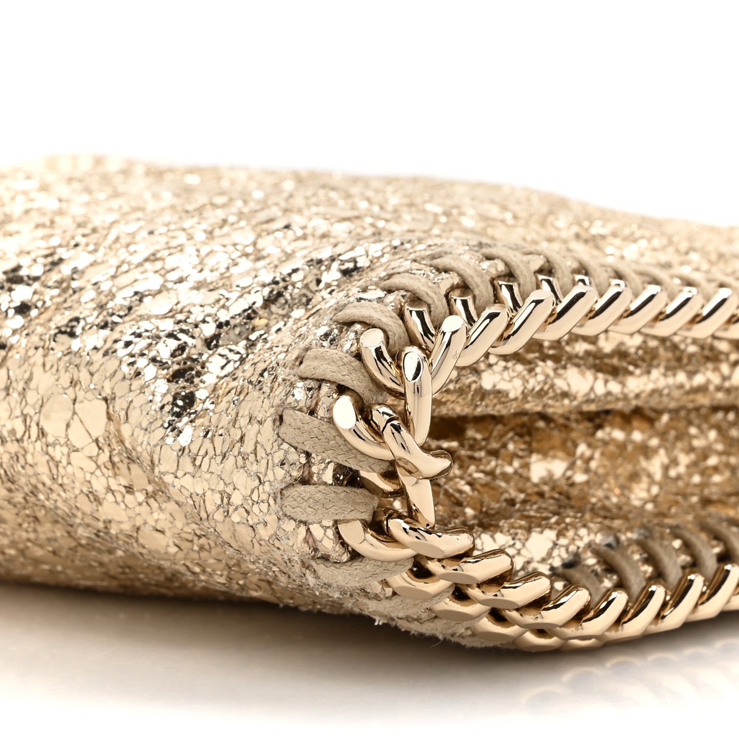 Metallic Crackle Tiny Falabella Tote Gold