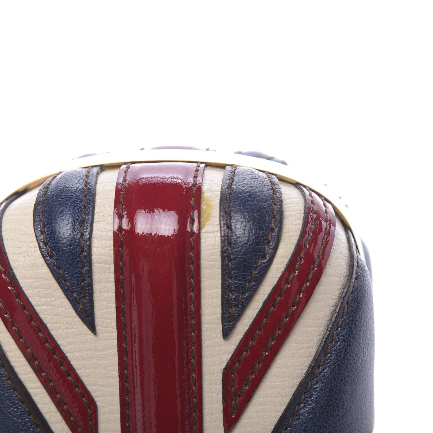 Alexander McQueen Patent Calfskin Britannia Skull Box Clutch Red Blue 12 of 13