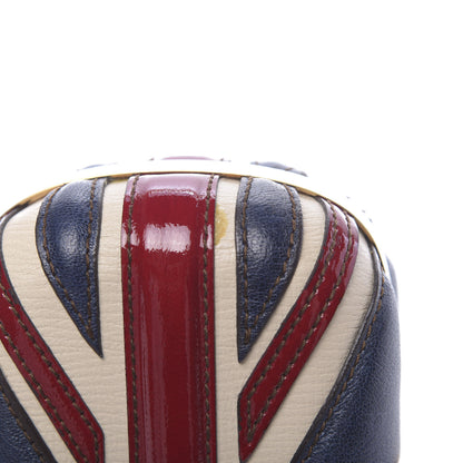 Alexander McQueen Patent Calfskin Britannia Skull Box Clutch Red Blue 12 of 13