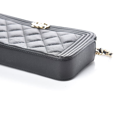 Chanel Caviar Quilted Small Boy Clutch With Chain Black 6 of 13