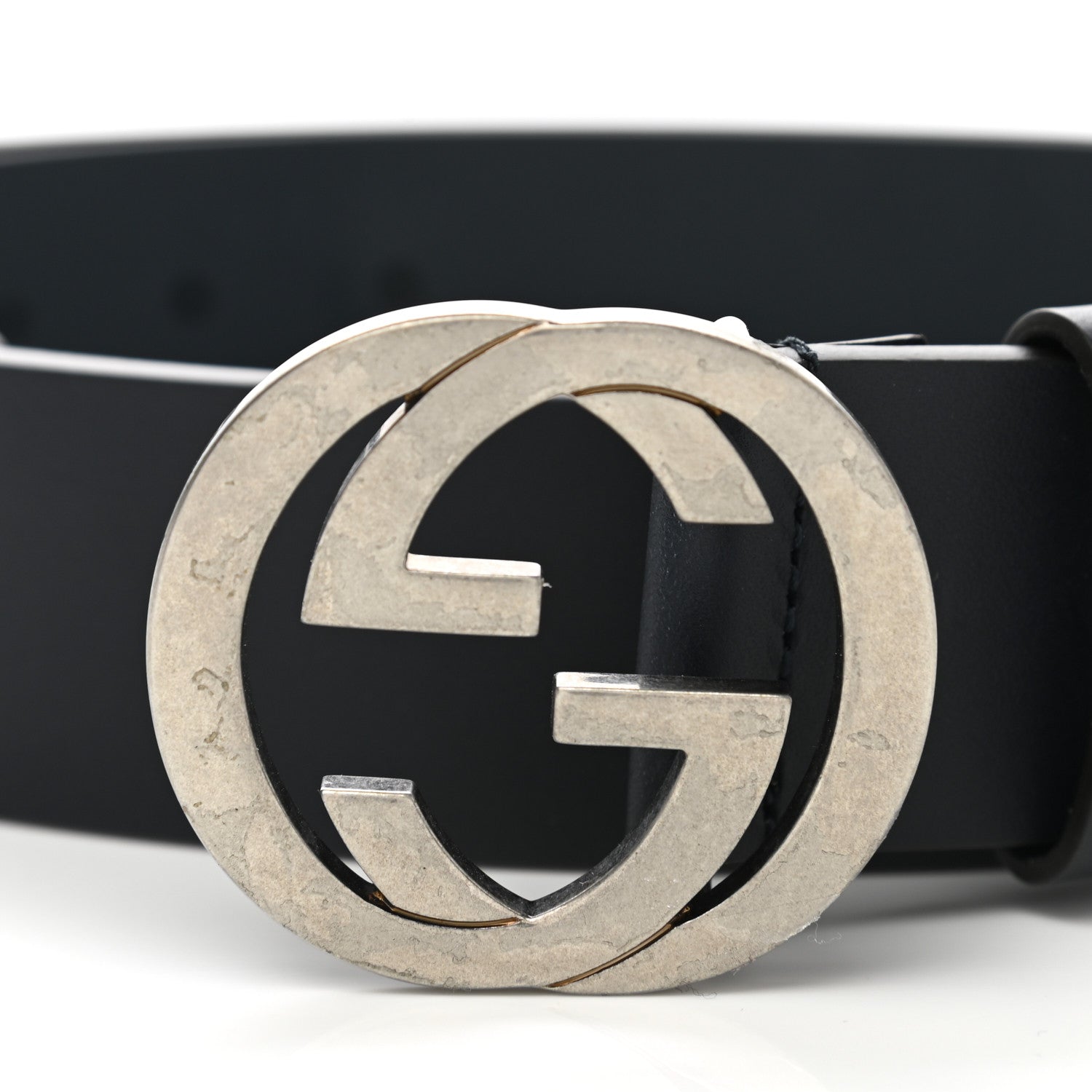 Gucci Selleria Calfskin Mens Interlocking G 37mm Belt 105 42 Black 6 of 7