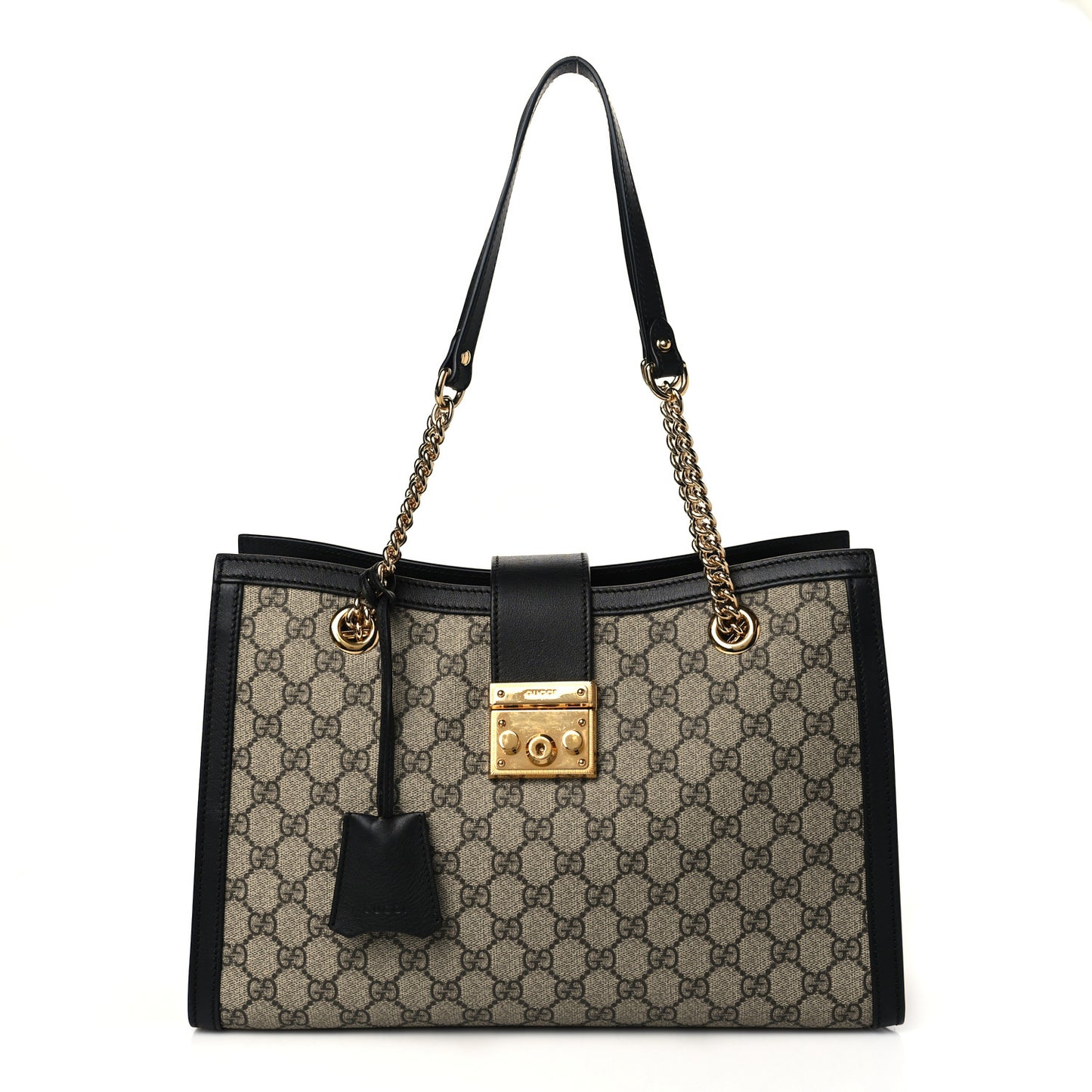 GG Supreme Monogram Medium Padlock Tote Black
