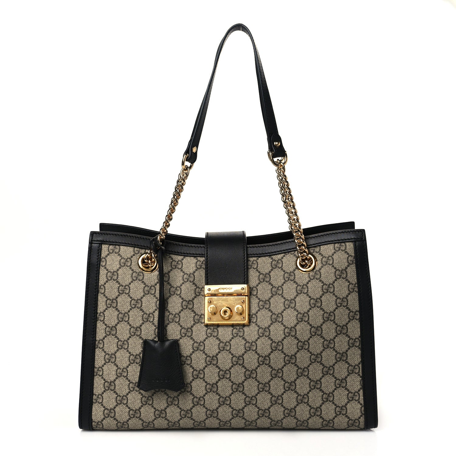 Gucci GG Supreme Monogram Medium Padlock Tote Black 1 of 11