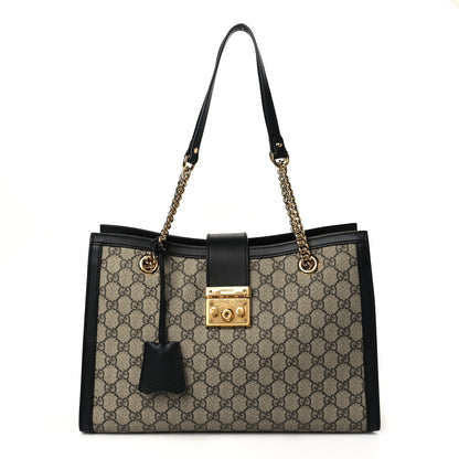 Gucci GG Supreme Monogram Medium Padlock Tote Black 1 of 11