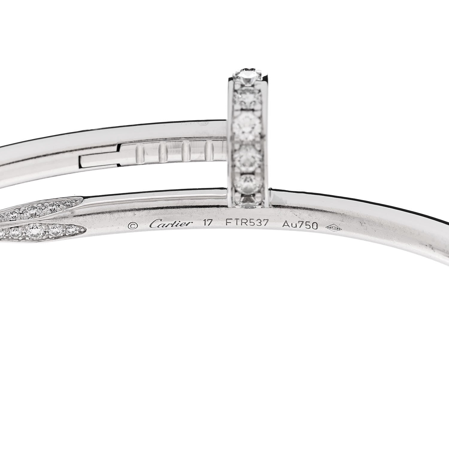 Cartier 18K White Gold Diamond Juste Un Clou Bracelet 17 3 of 4