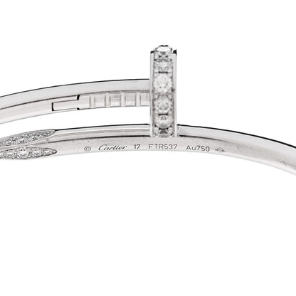 Cartier 18K White Gold Diamond Juste Un Clou Bracelet 17 3 of 4