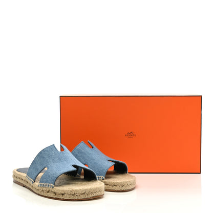 Hermes Denim Canvas Antigua Espadrille Sandals 40 Bleu Clair 9 of 9