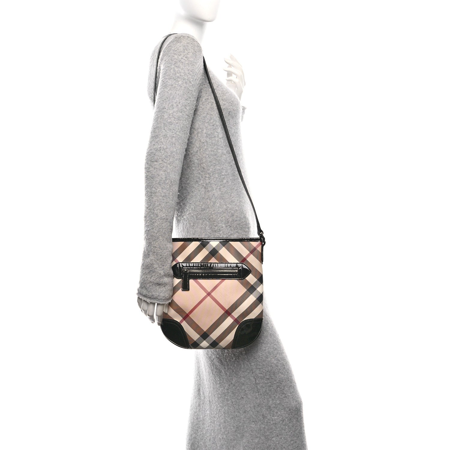 Burberry Patent Nova Check Dryden Crossbody Bag Black 3 of 10
