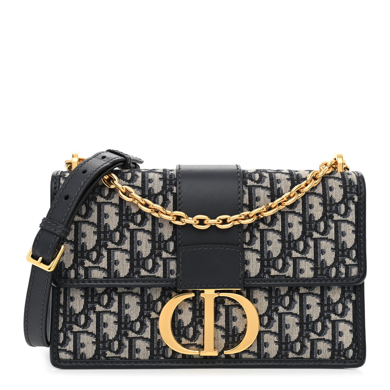 Christian Dior Oblique 30 Montaigne Chain Flap Bag Blue 1 of 10