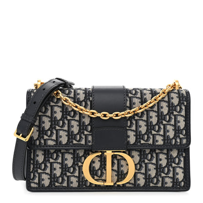 Christian Dior Oblique 30 Montaigne Chain Flap Bag Blue 1 of 10