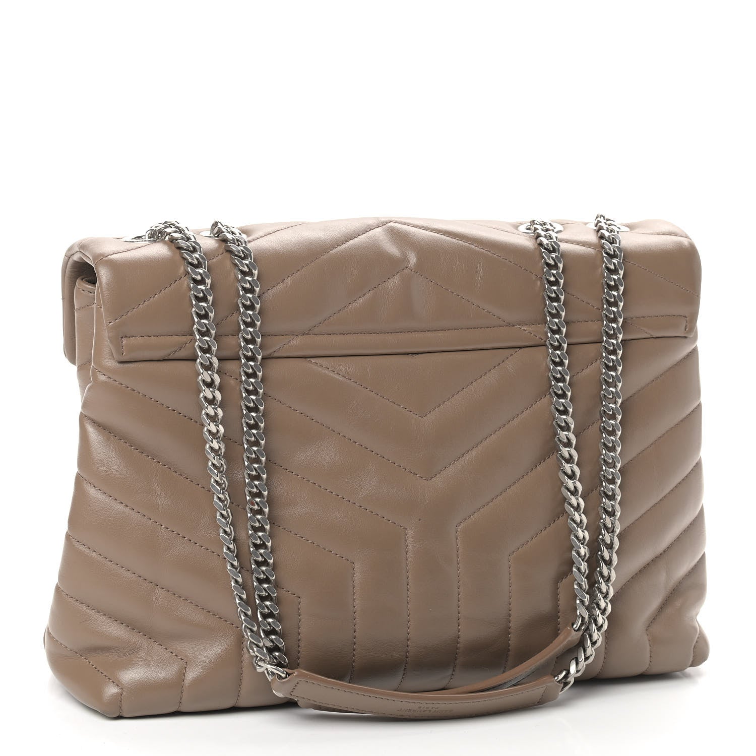 Saint Laurent Calfskin Y Quilted Monogram Medium Loulou Chain Satchel Light Brown 2 of 12