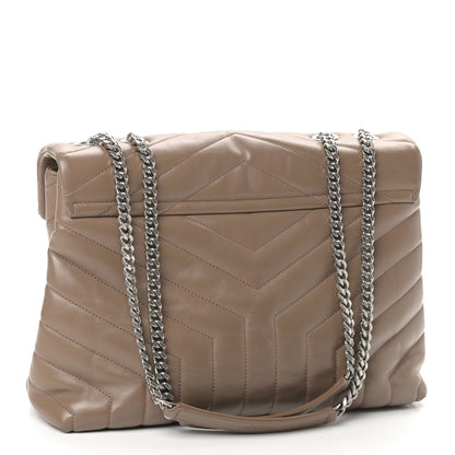 Saint Laurent Calfskin Y Quilted Monogram Medium Loulou Chain Satchel Light Brown 2 of 12