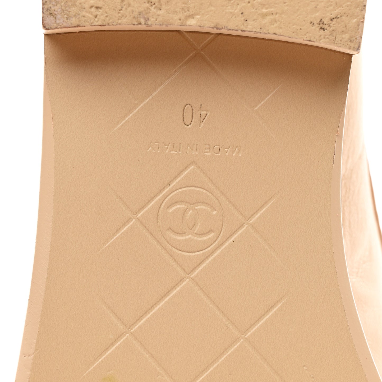 Lambskin Quilted CC Turnlock Moccasins 40 Beige