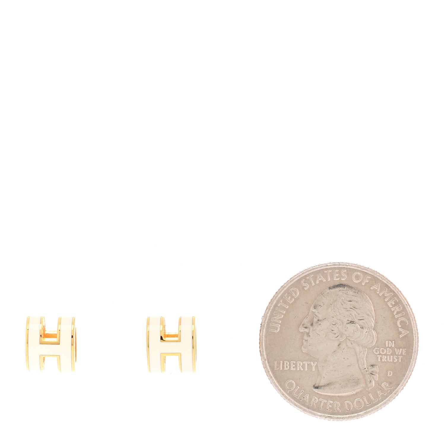 Hermes Gold Lacquered Mini Pop H Earrings White 2 of 5