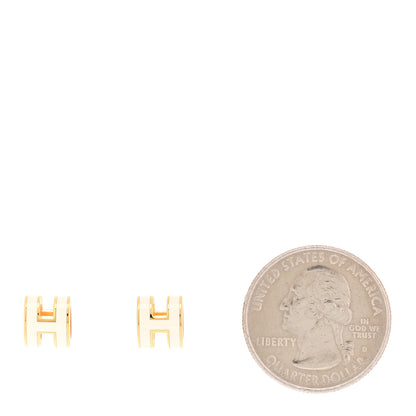Hermes Gold Lacquered Mini Pop H Earrings White 2 of 5