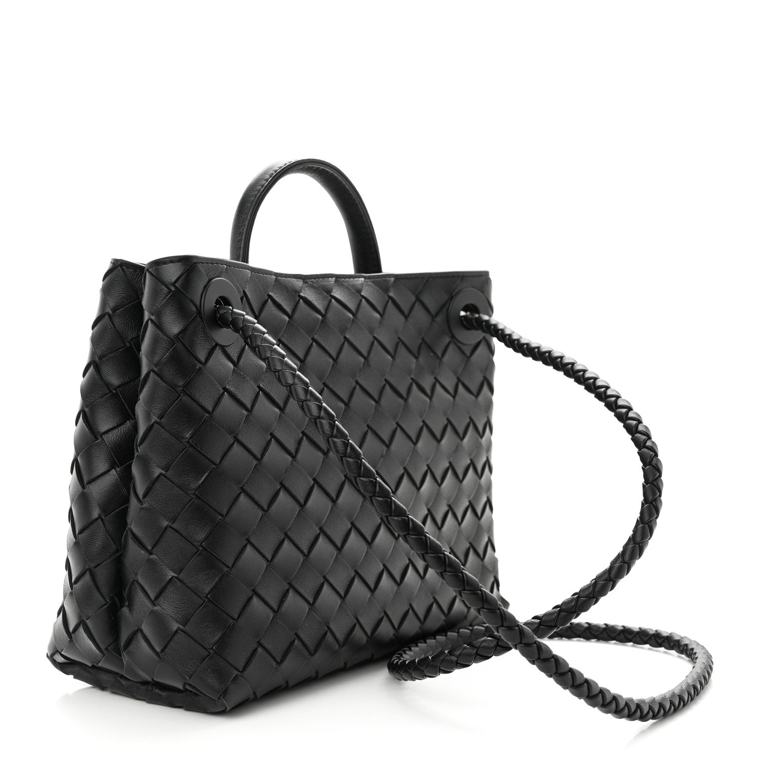 Bottega Veneta Nappa Intrecciato Small Andiamo Shoulder Bag Black 3 of 9