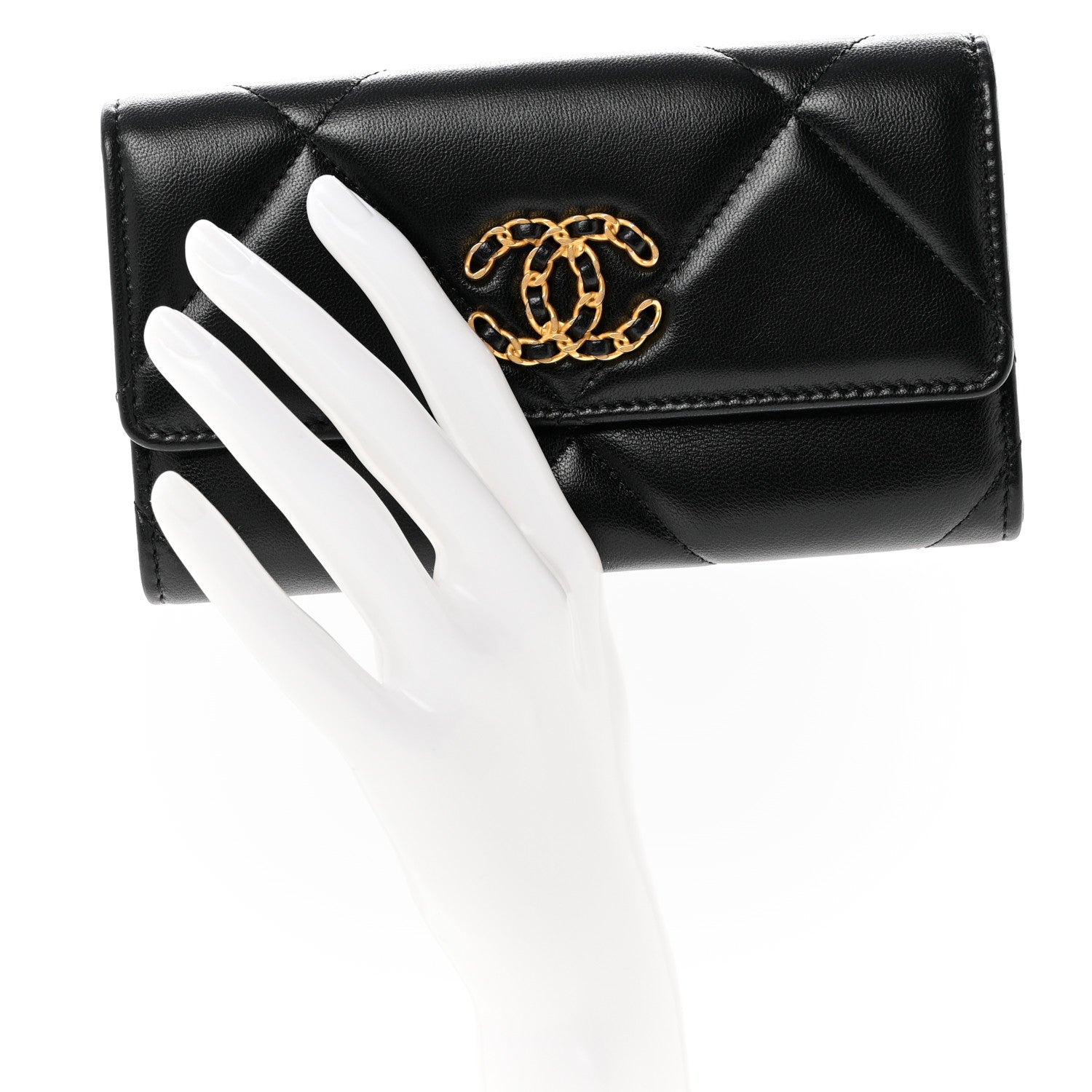 Chanel Lambskin Quilted Chanel 19 Flap Wallet Black 2 of 9