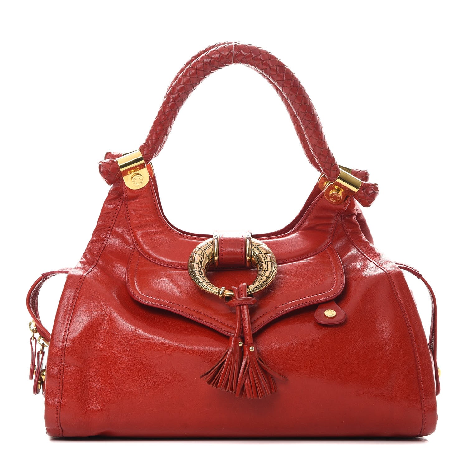 Jimmy Choo Shiny Calfskin Satchel Red 1 of 14
