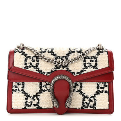 Gucci Tweed GG Monogram Small Dionysus Shoulder Bag White Black Romantic Cherry 1 of 12