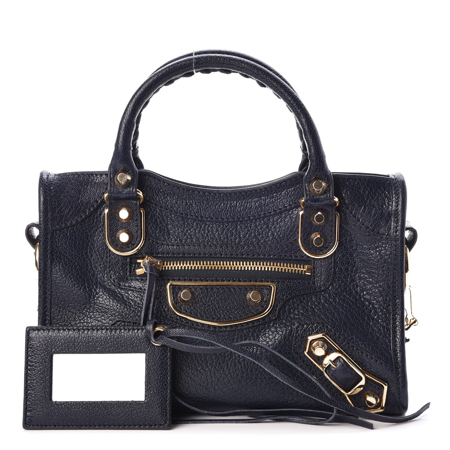Balenciaga Chevre Gold Metallic Edge Hardware Mini City Bleu Nuit 1 of 9